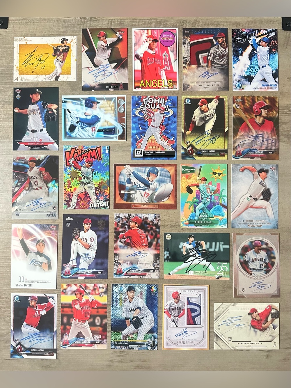 Shohei Ohtani Signed Rookie Lot of (25) Kaboom Anime Downtown Novelty Cards.